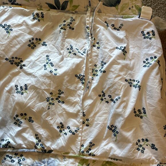 Cynthia Rowley King Size Bedspread & 2 Shams Blue Yellow Green Flowers Quilt - Picture 8 of 10